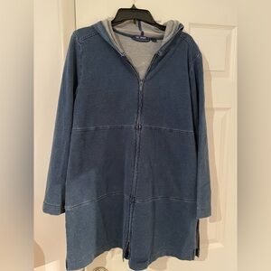 J. Jill Indigo Blue Hooded Jean Jacket